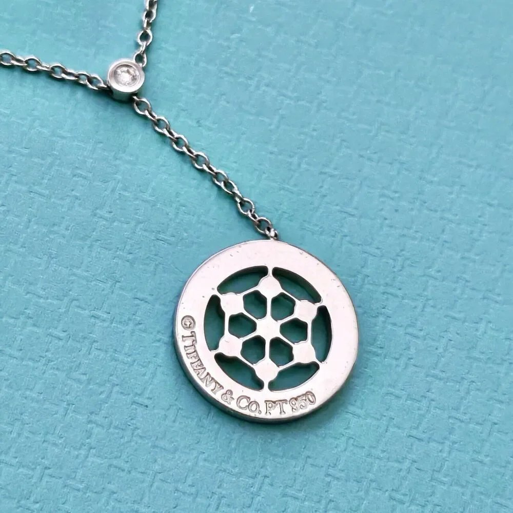 🧧SOLD🎋 RARE Tiffany & Co. Platinum Pt950 Diamond Voile Lariat Necklace 16” - Picture 4 of 9